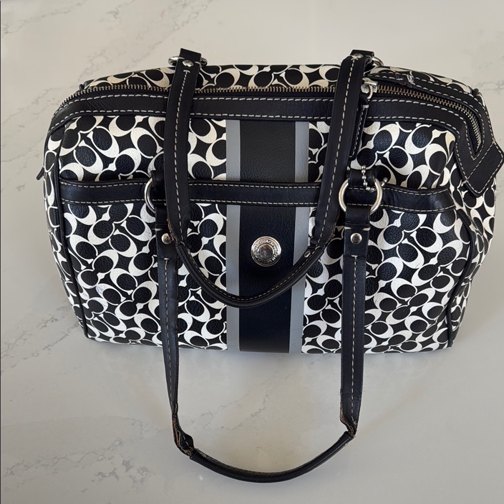 Coach Black and White Signature Bag